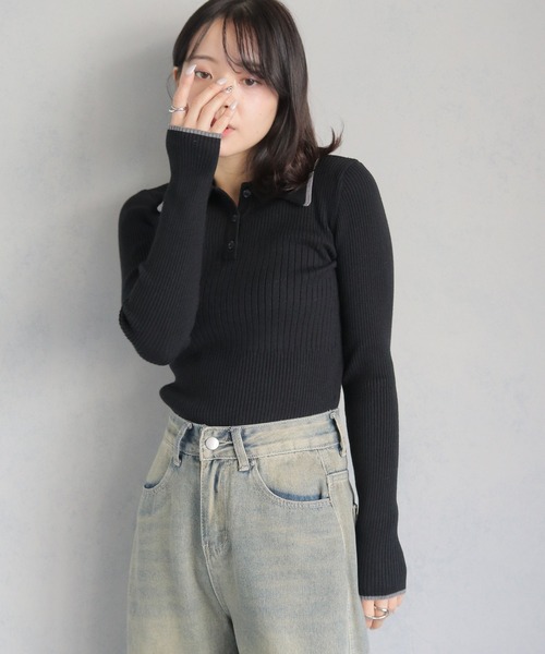 sheller シェリエ ポロニット ニットトップス　ニット　セーター　Tシャツ cheriella ニット セーター 「cheriella」WEB限定ポロランダム