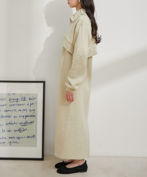 VIS（ビス） ワンピース 「洗える」ショートジップカーディガン/リブ