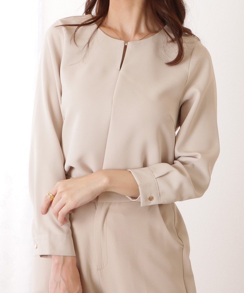 Lace Ladies ブラウス シャツ フロントホック付き キーネック