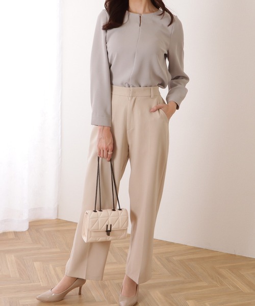 Lace Ladies ブラウス シャツ フロントホック付き キーネック