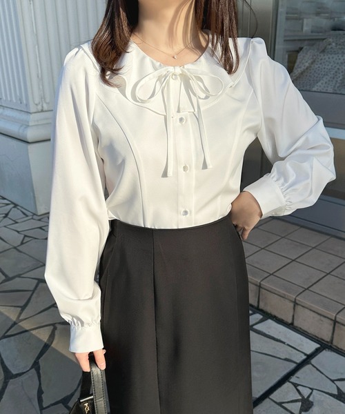apres jour（アプレジュール） ブラウス シャツ ラッフル襟リボン