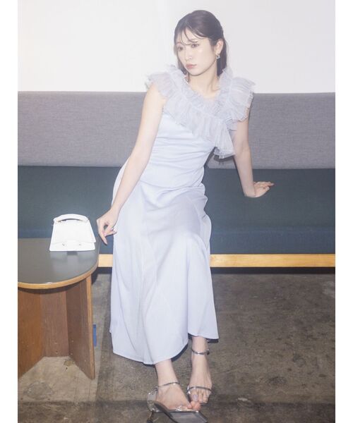 ワンピース 異素材フリルマーメイドワンピース レディース : 81642582  