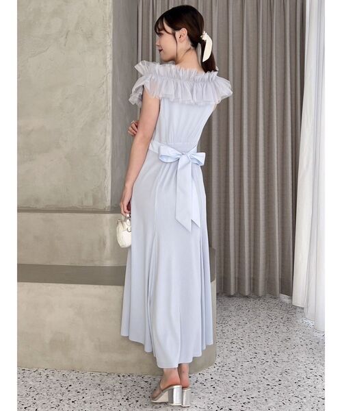 ワンピース 異素材フリルマーメイドワンピース レディース : 81642582  