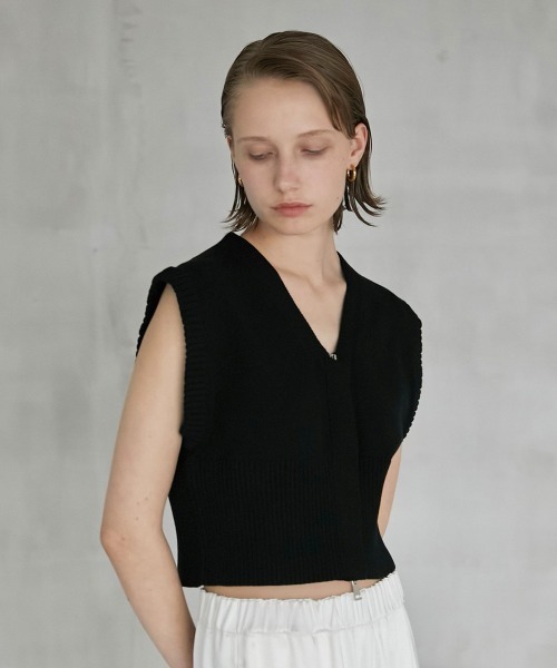 Lapeaudegem zip up knit vest ニットベスト la peau de gem ベスト 「LA PEAU DE GEM」ジップアップニット