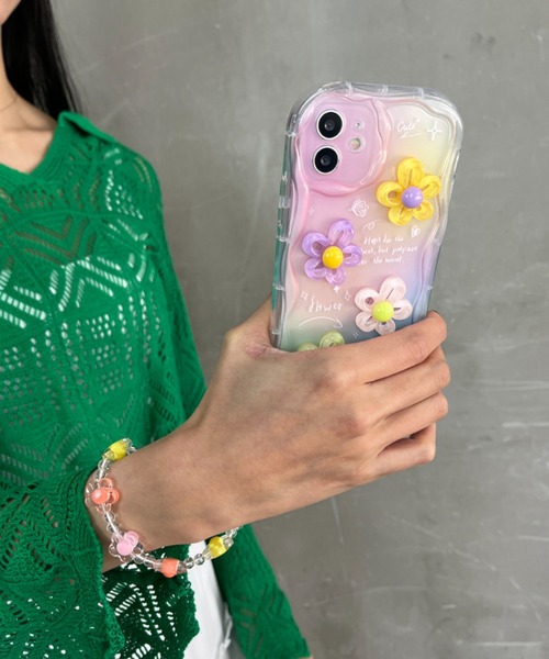 Loco Ocean スマホケース フラワーストラップ付き フラワー