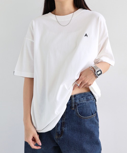 ANME tシャツ 半袖 ワンポイントロゴ刺繍Tシャツ レディース メンズ