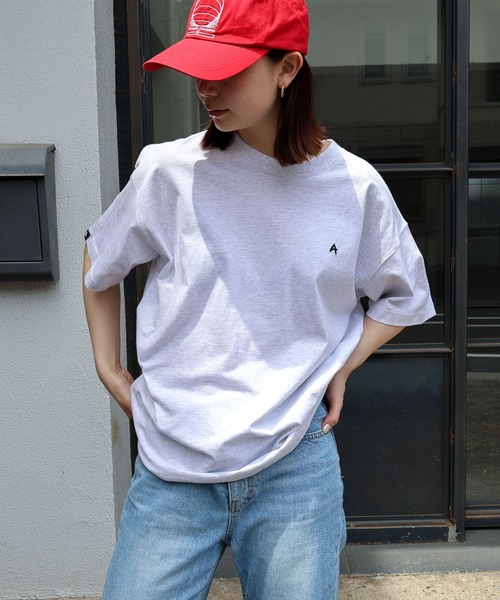 ANME tシャツ ワンポイントエンブロイダリーロゴTシャツ レディース