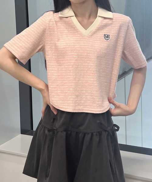 tシャツ MAGPIE ROBIN／ボーダーVネック T レディース MAGPIEROBIN tシャツ MAGPIE ROBIN／ボーダーVネック T