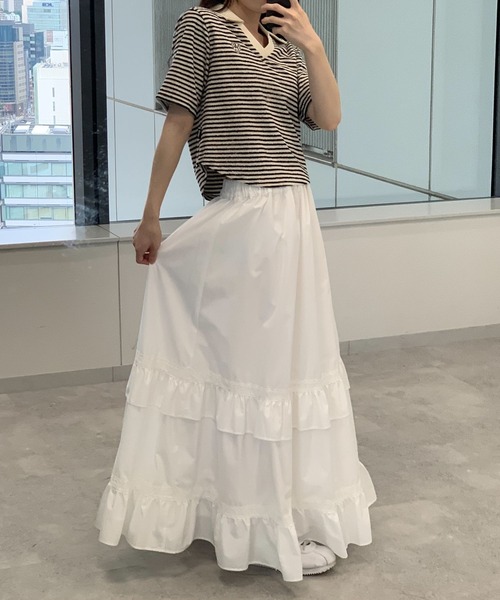 tシャツ MAGPIE ROBIN／ボーダーVネック T レディース MAGPIEROBIN tシャツ MAGPIE ROBIN／ボーダーVネック T