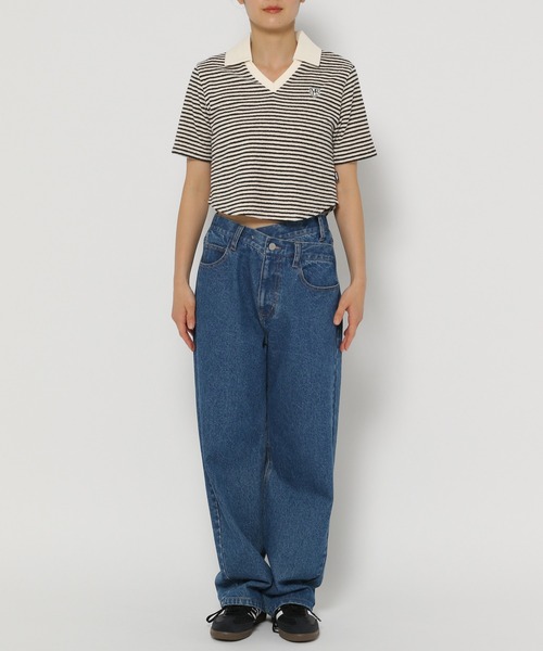 MAGPIEROBIN tシャツ MAGPIE ROBIN／ボーダーVネック T