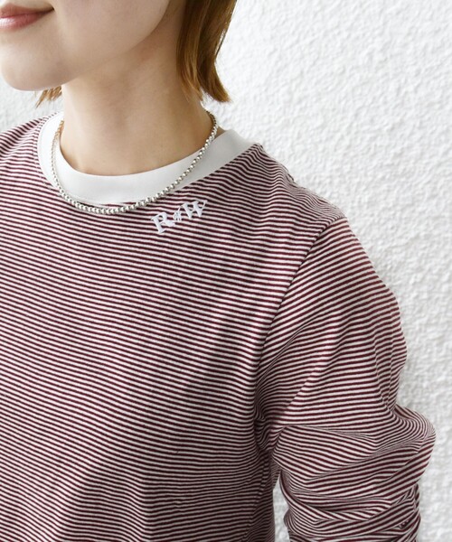 SHIPS tシャツ 「洗濯機可能」刺繍 デザイン ボーダー リンガー