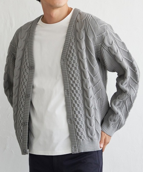 ikka（イッカ） カーディガン GOKU楽ニットケーブルカーディガン