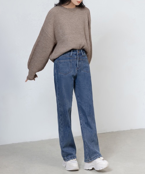 DAY CLOSET ニット セーター レディース 長袖ボリューム袖グリッター