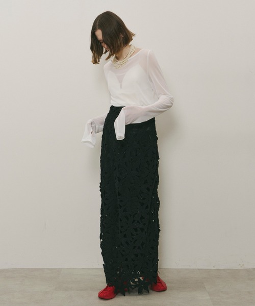 la belle Etude - レア 【LA BELLE ETUDE】チュール袖ボートネックシャツ 再入荷予約】ロングスリーブボートネックシアーTOPS – LA BELLE