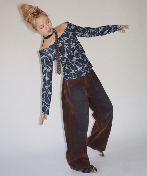 musubore ジーンズ デニム デニムパンツ flocky wide denim PT