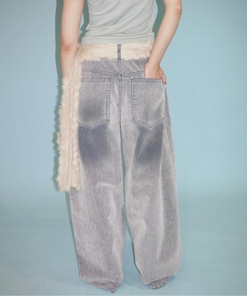 musubore デニムパンツ musubore ジーンズ デニム デニムパンツ flocky wide denim PT