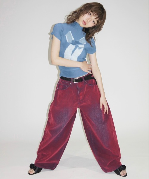 musubore ジーンズ デニム デニムパンツ flocky wide denim PT