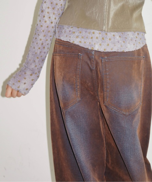 musubore フロッキーデニムパンツ レッド サイズ1 musubore flocky