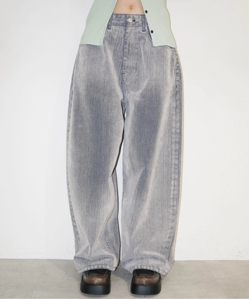 musubore デニムパンツ musubore ジーンズ デニム デニムパンツ flocky wide denim PT