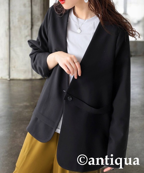antiqua（アンティカ） ジャケット ノーカラージャケット アシメ