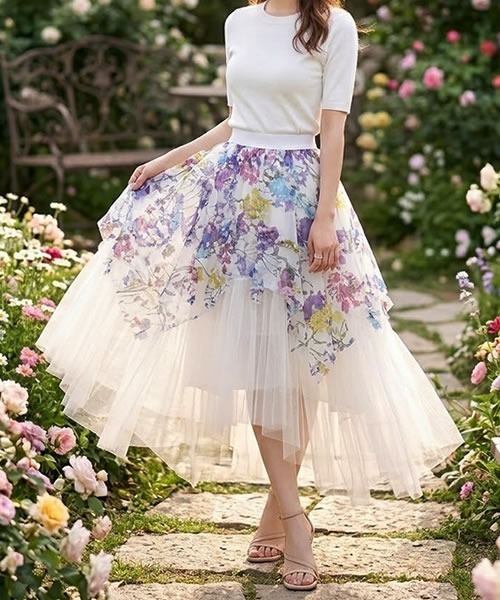 スカート アシンメトリー フラワーシフォンスカート : ZOZOTOWN Yahoo