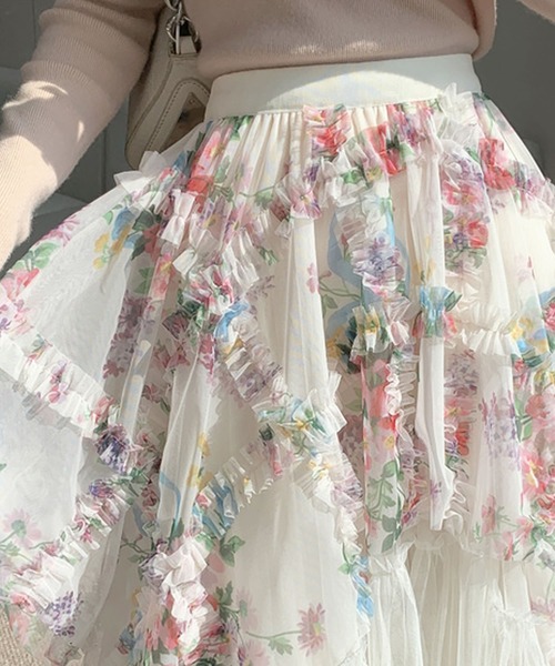 スカート アシンメトリー フラワーシフォンスカート : ZOZOTOWN Yahoo