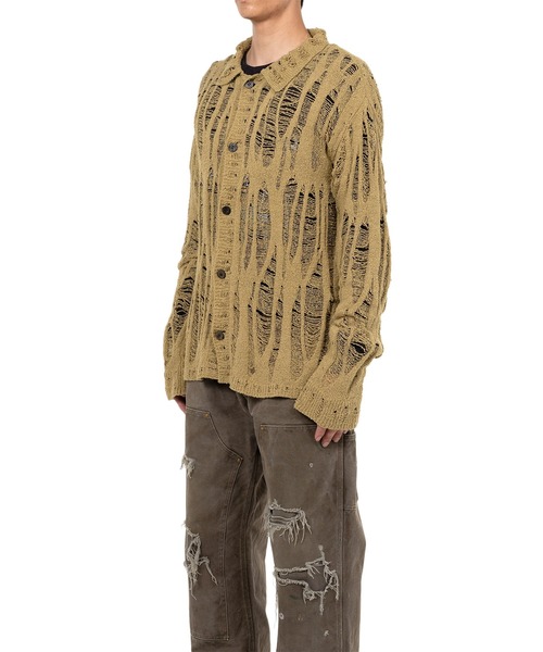 KAMIYA カーディガン Distressed Knit Cardigan メンズ