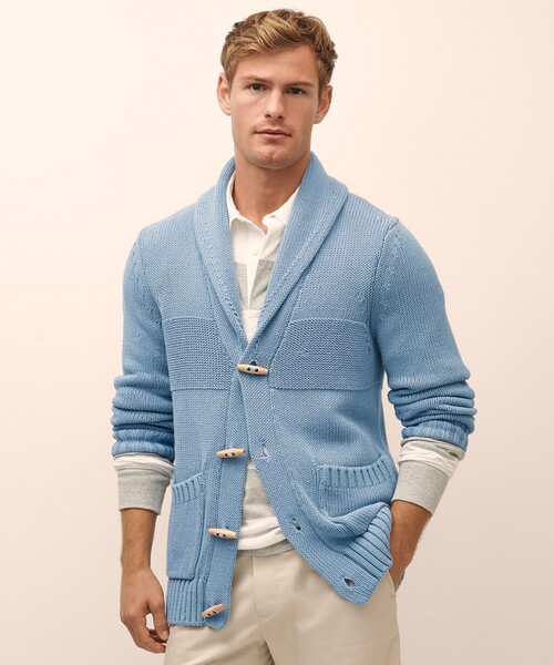 BROOKS BROTHERS カーディガン コットン ショールカラー トグル