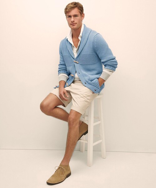 BROOKS BROTHERS カーディガン コットン ショールカラー トグル