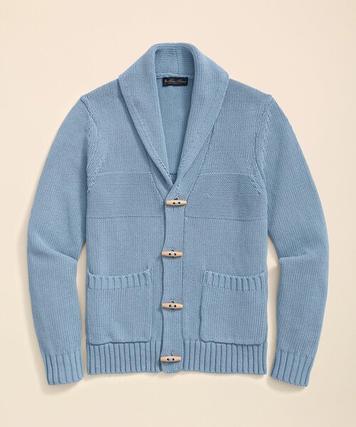 BROOKS BROTHERS カーディガン コットン ショールカラー トグル