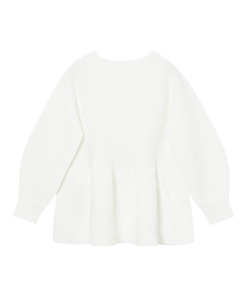 アナイ　セーター　ホワイト　38 袖ボリューム ANAYI（アナイ） ニット セーター ボリュームペプラムプルオーバー