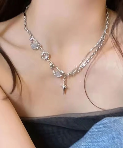 VIBGYOR Women ネックレス 「float」Y3K クロス×ストーン