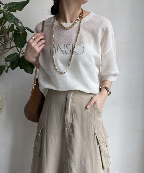 DouDou ニット DouDou ニット セーター 「WEB限定」シアーPINSIOロゴニット