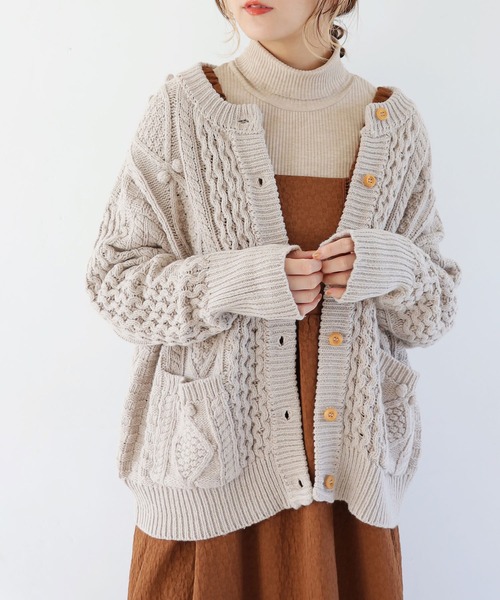 「Crisp」 ニットカーディガン FREE ベージュ レディース_画像4