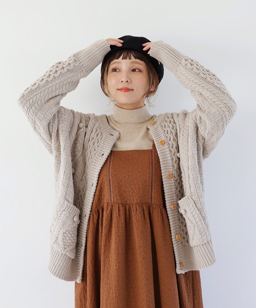 「Crisp」 ニットカーディガン FREE ベージュ レディース_画像6