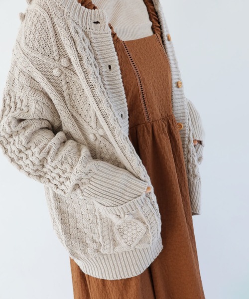 「Crisp」 ニットカーディガン FREE ベージュ レディース_画像8