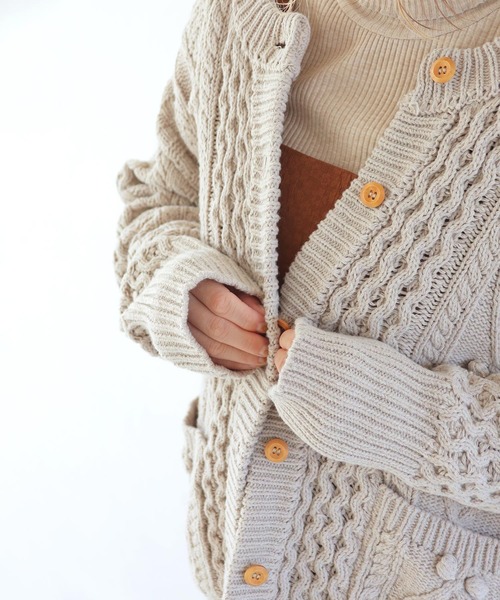 「Crisp」 ニットカーディガン FREE ベージュ レディース_画像9