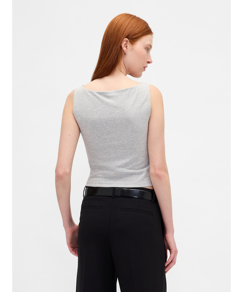 シルバー ノースリーブ クロップドタンクトップ GAP タンクトップ ノースリーブ クローズニット ジャージー