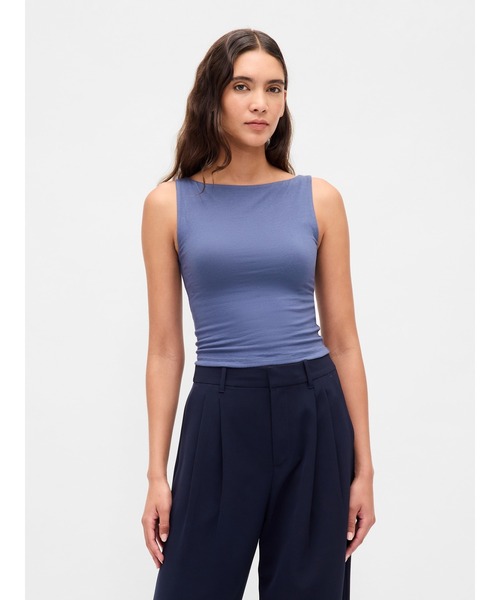 GAP タンクトップ ノースリーブ クローズニット ジャージー