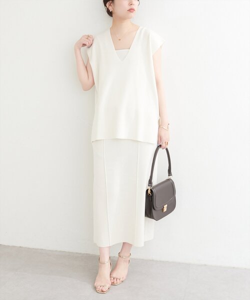 【Threadbare】【日本未入荷】ナチュラル Vネック ニットワンピ ROPÉ PICNIC(ロペピクニック) / Vネックチュニックニット