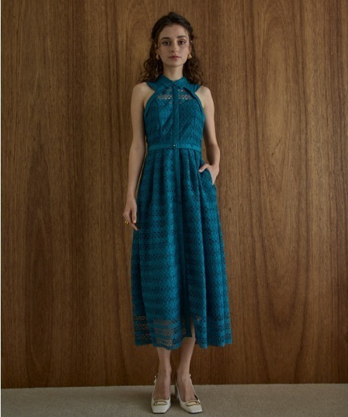 エラディエ　ワンピース セール】Border Pleated Long one-piece ボーダープリーツロング