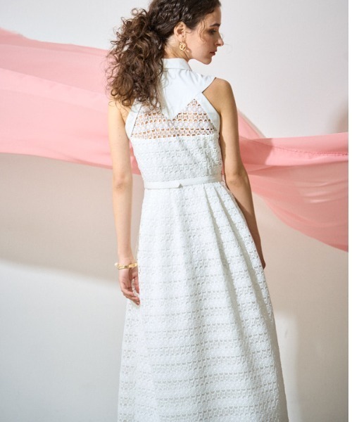 エラディエ　ワンピース セール】Border Pleated Long one-piece ボーダープリーツロング