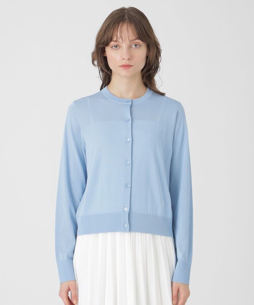 BLUE LABEL CRESTBRIDGE 裏毛クルーネックカーディガン BLUE LABEL CRESTBRIDGE カーディガン クールファインニット