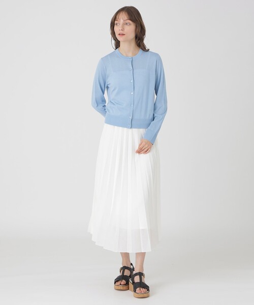 BLUE LABEL CRESTBRIDGE 裏毛クルーネックカーディガン BLUE LABEL CRESTBRIDGE カーディガン クールファインニット