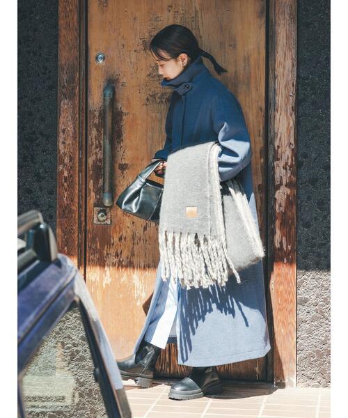 「Samansa Mos2 blue」 ステンカラーコート L ネイビー レディース_画像5