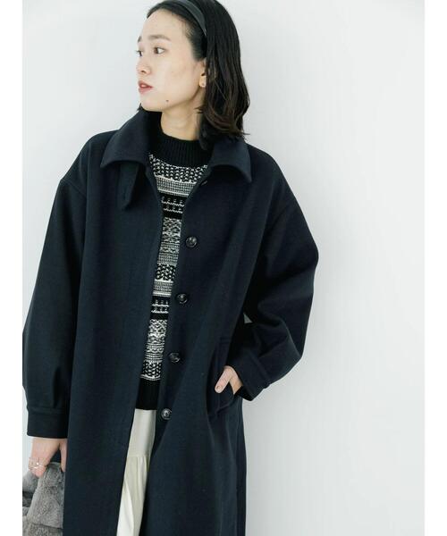 「Samansa Mos2 blue」 ステンカラーコート L ネイビー レディース_画像7