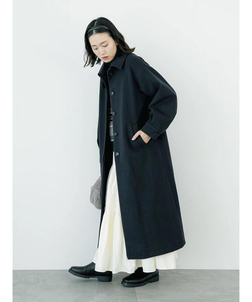 「Samansa Mos2 blue」 ステンカラーコート L ネイビー レディース_画像8