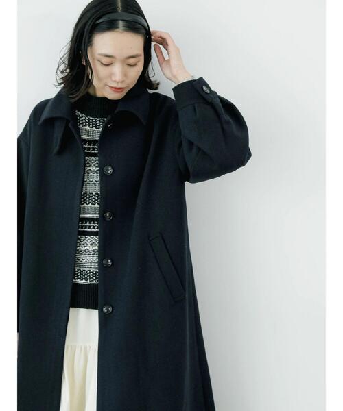 「Samansa Mos2 blue」 ステンカラーコート L ネイビー レディース_画像9