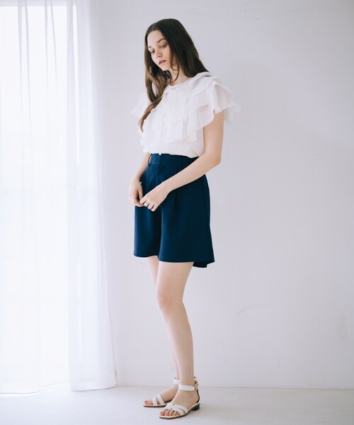 しほ 様 ご専用 美品♡フロントフリルノースリーブ♡Ｔシャツ タックフリルノースリーブTシャツ [品番：ERMW0000164]｜moment+