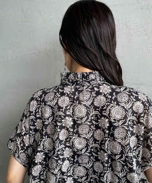 SOIL花柄フレンチスリーブシャツ SOIL(ファッション) ブラウス シャツ 「SOIL/ソイル」 コットン